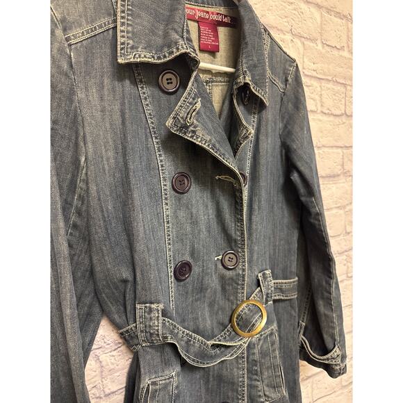 If Your Jeans Could Talk Vintage Denim Jacket Dress Size LG Lightly Distressed - Picture 2 of 4
